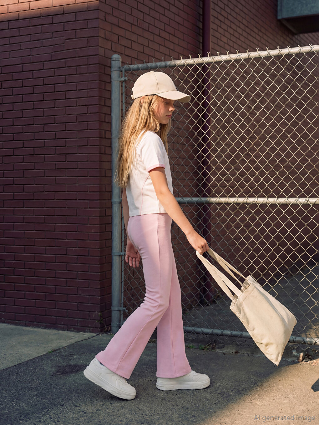 Pembe Kız Çocuk Soft Touch İspanyol Paça Tayt