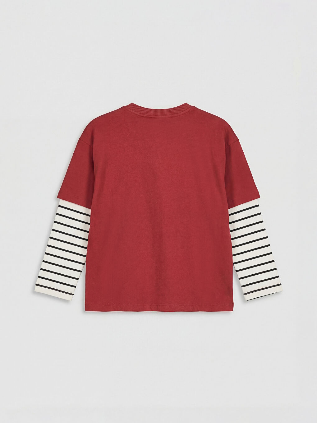 Bordo Bisiklet Yaka Mickey Mouse Baskılı Erkek Çocuk Tişört-1