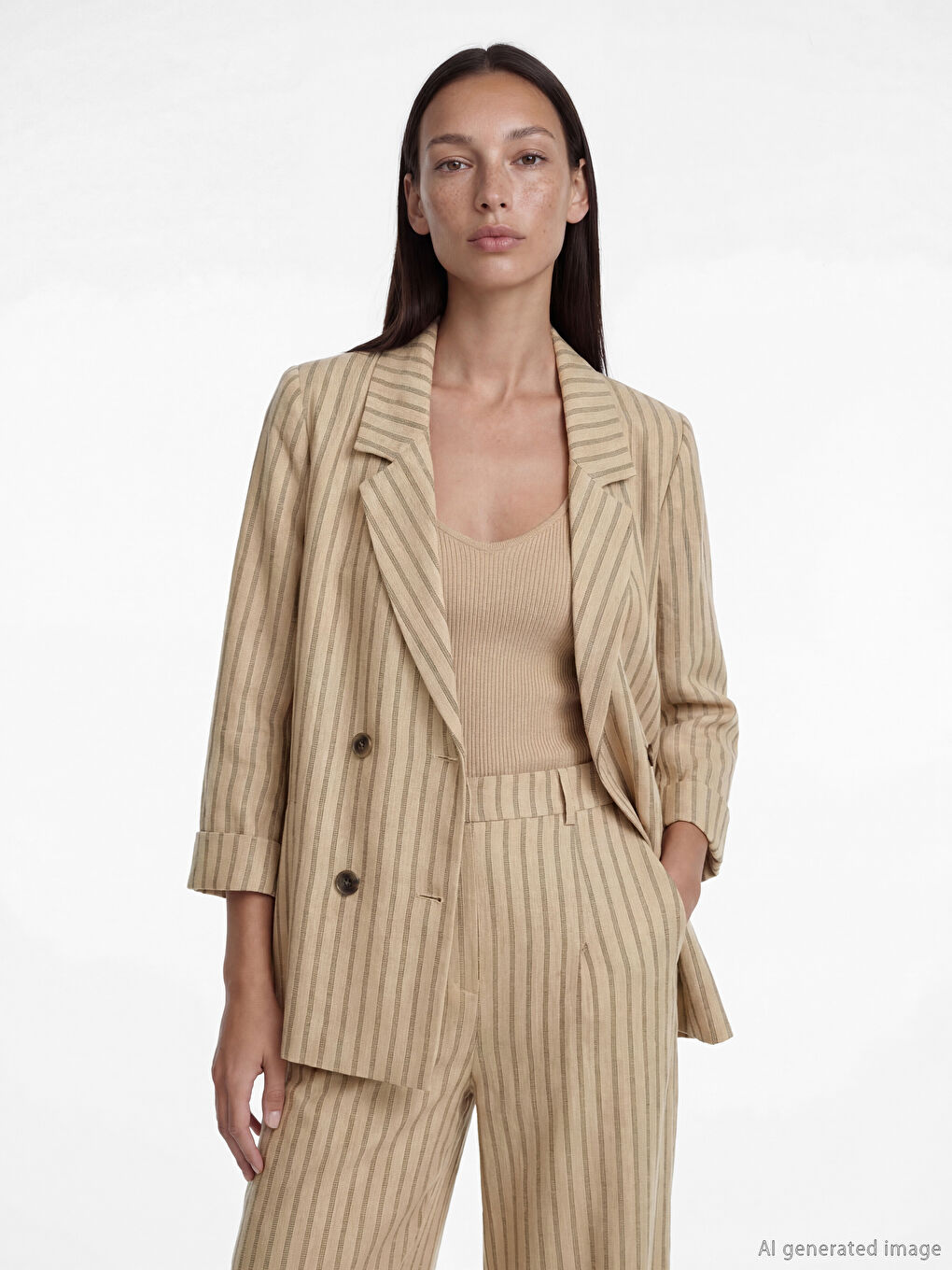 Dvoredni prugasti ženski blejzer jakna