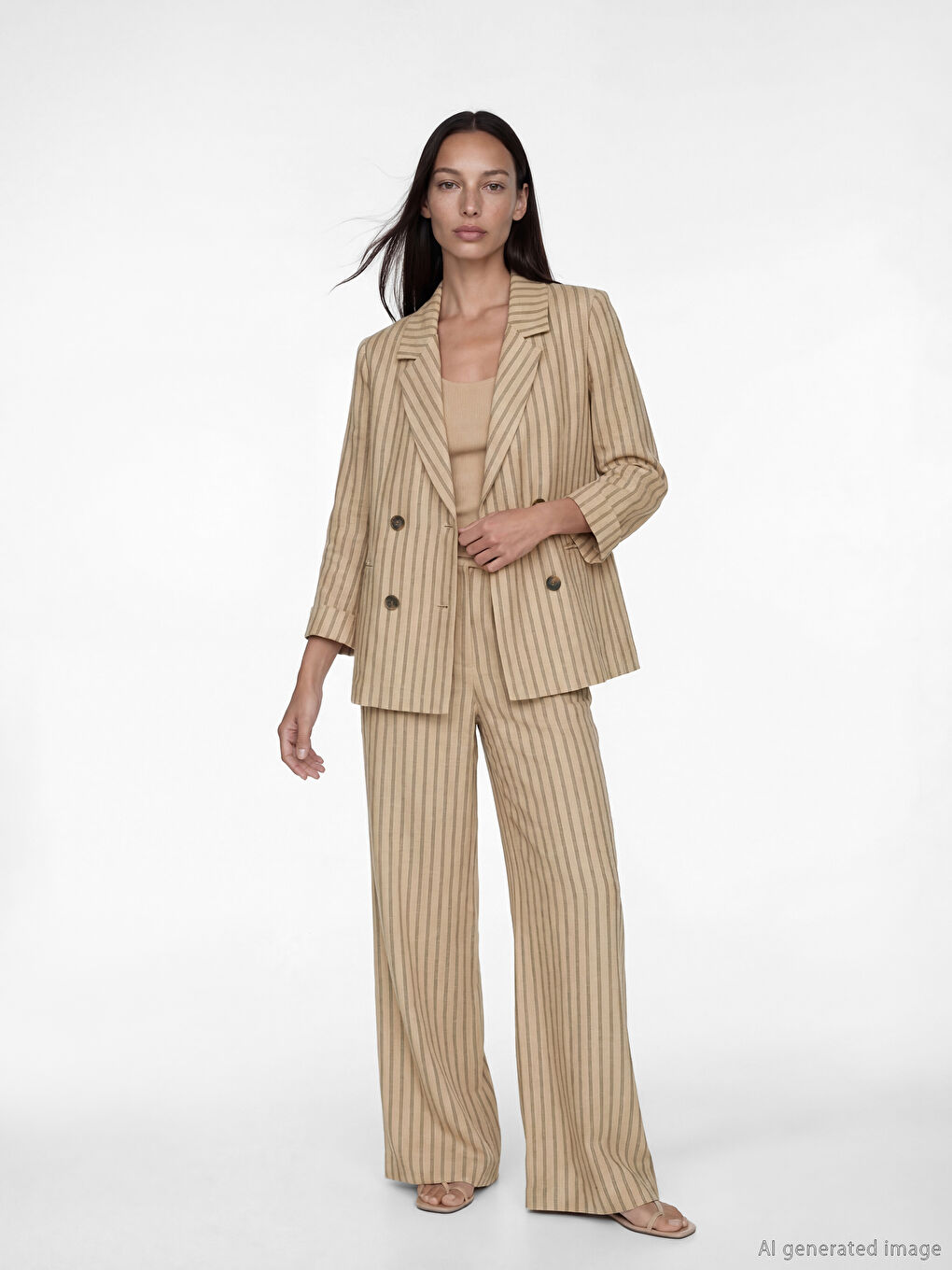 Dvoredni prugasti ženski blejzer jakna-1