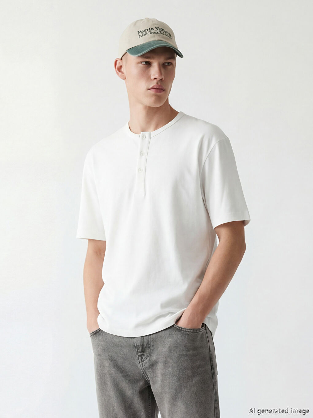 Beyaz Bisiklet Yaka Erkek Tişört