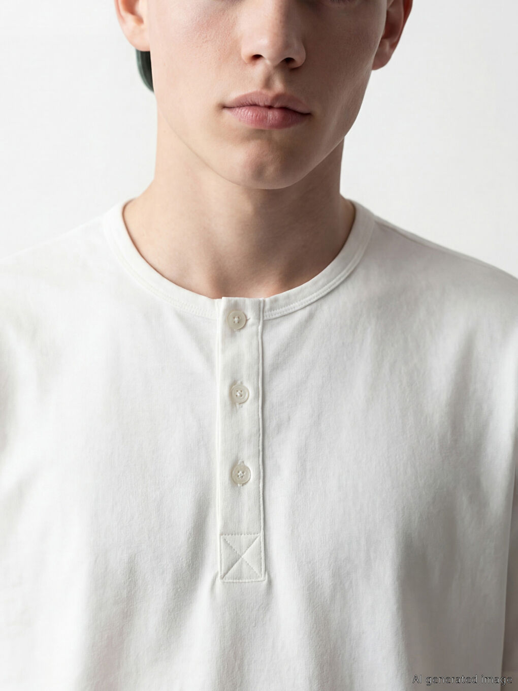 Beyaz Bisiklet Yaka Erkek Tişört-2