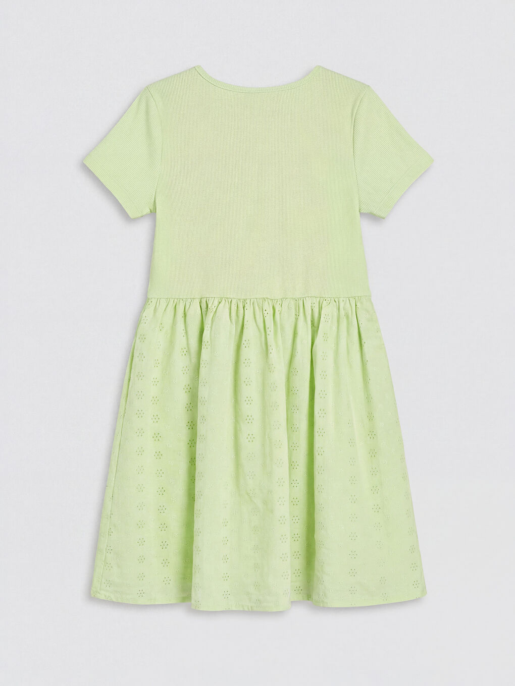 Yeşil Fisto Detaylı Kız Çocuk Elbise-1