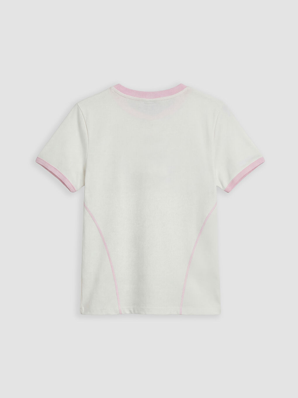 Ekru Bisiklet Yaka Soft Touch Kız Çocuk Tişört-2