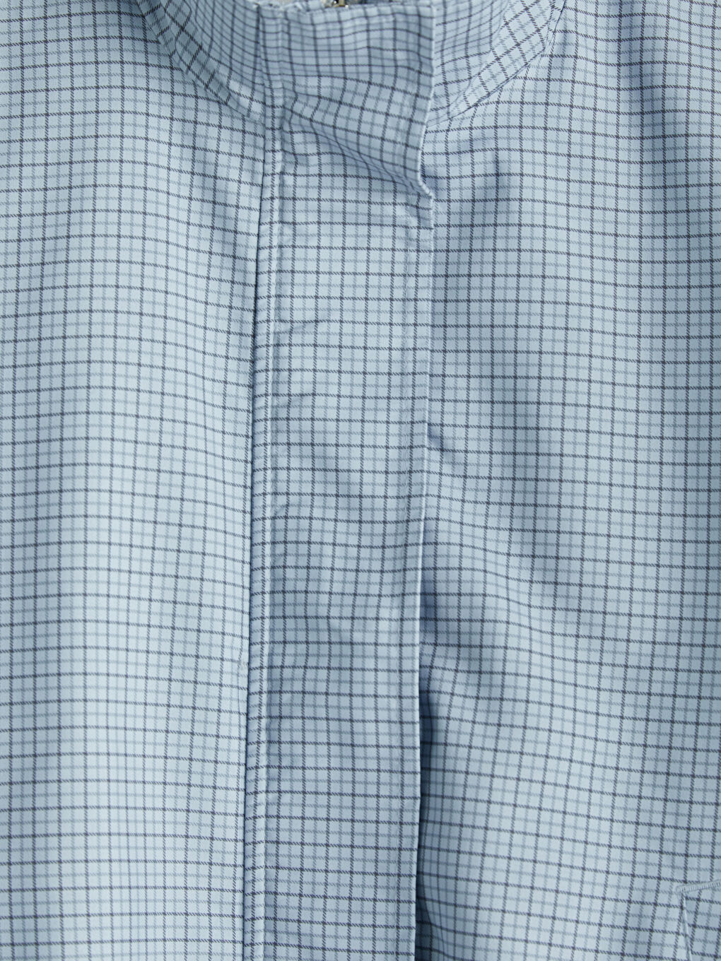 Mavi Dik Yaka Ekose Oversize Kadın Yağmurluk-2