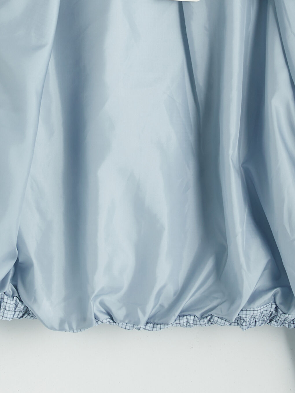 Mavi Dik Yaka Ekose Oversize Kadın Yağmurluk-3