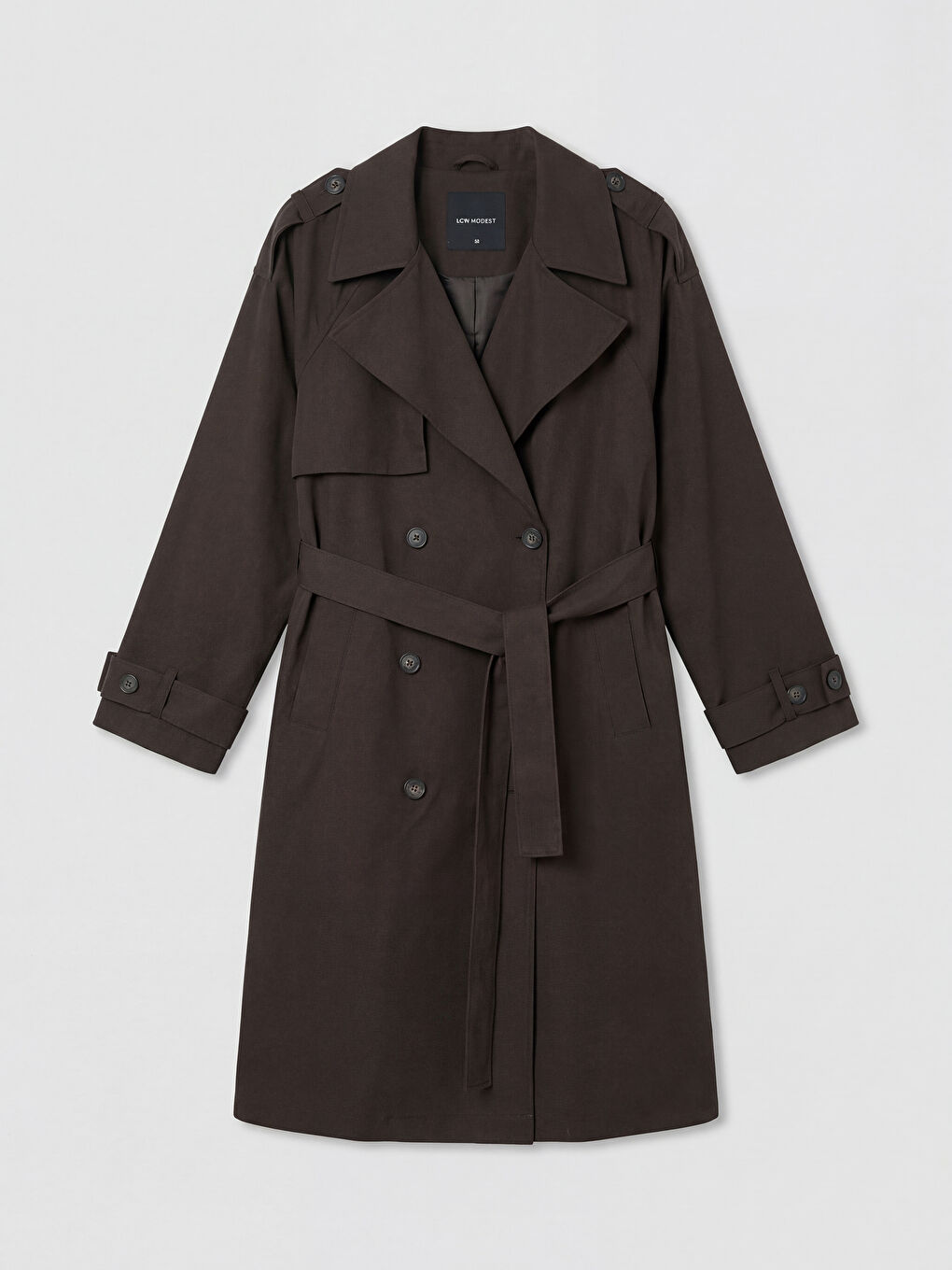 Kahverengi Kruvaze Yaka Kuşaklı Kadın Trençkot