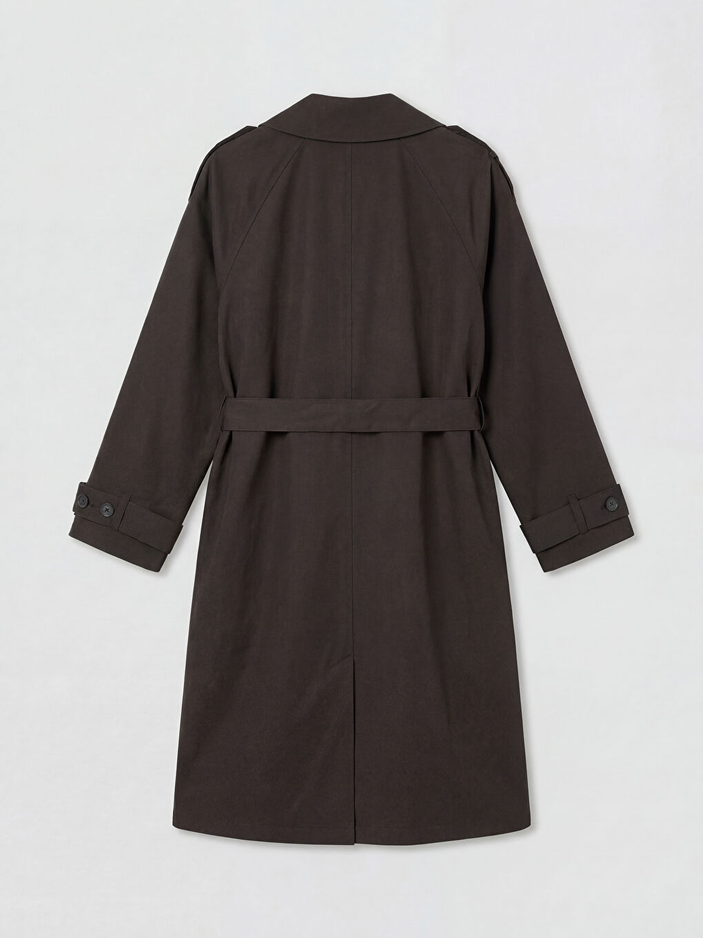 Kahverengi Kruvaze Yaka Kuşaklı Kadın Trençkot-1