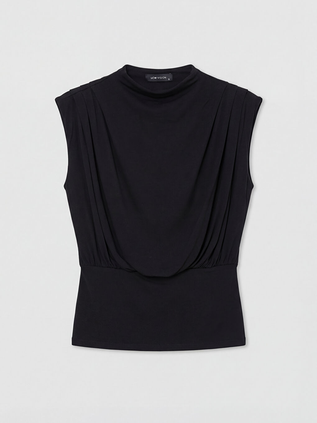 Siyah Dik Yaka Büzgülü Bluz