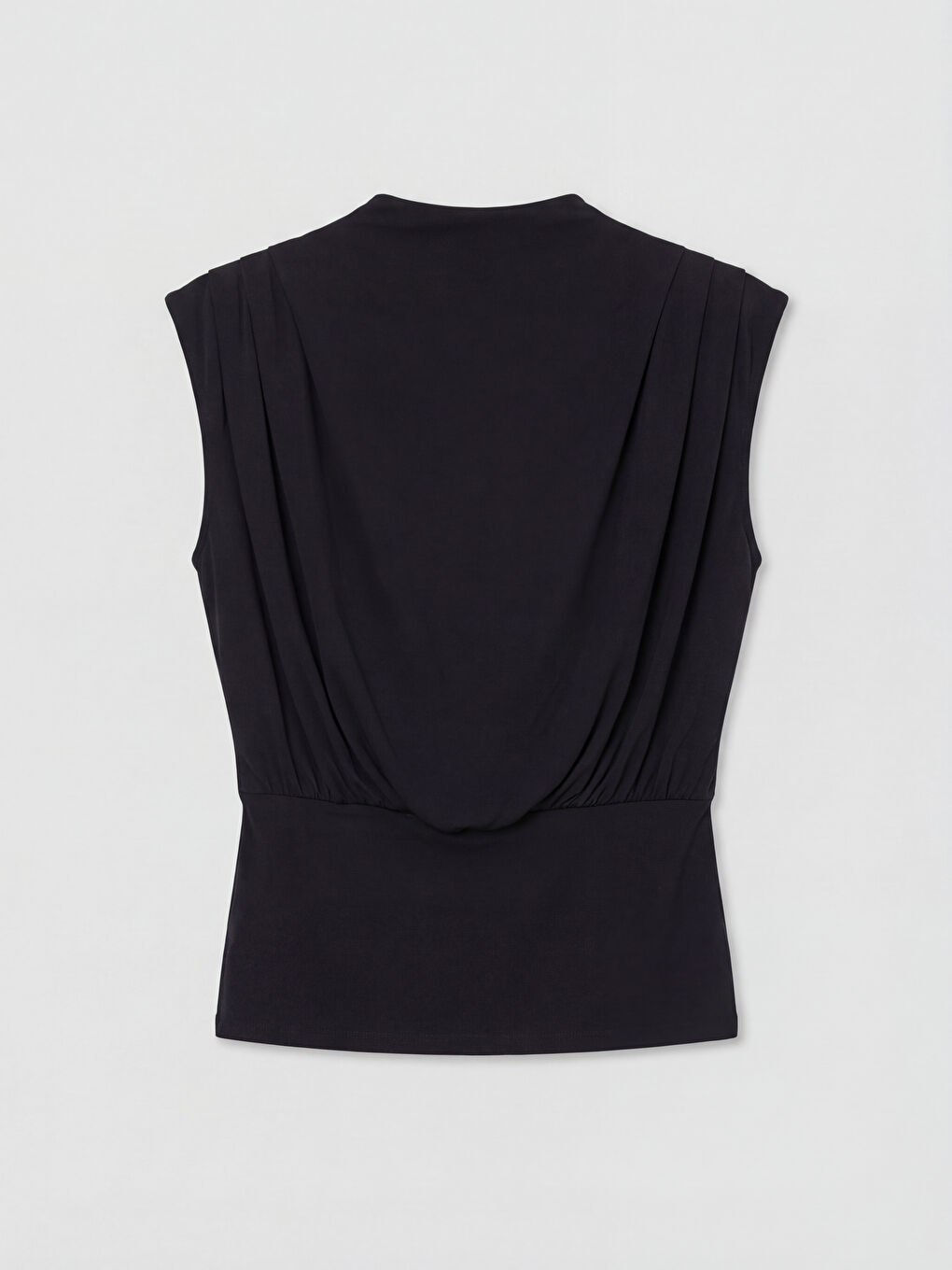 Siyah Dik Yaka Büzgülü Bluz-1