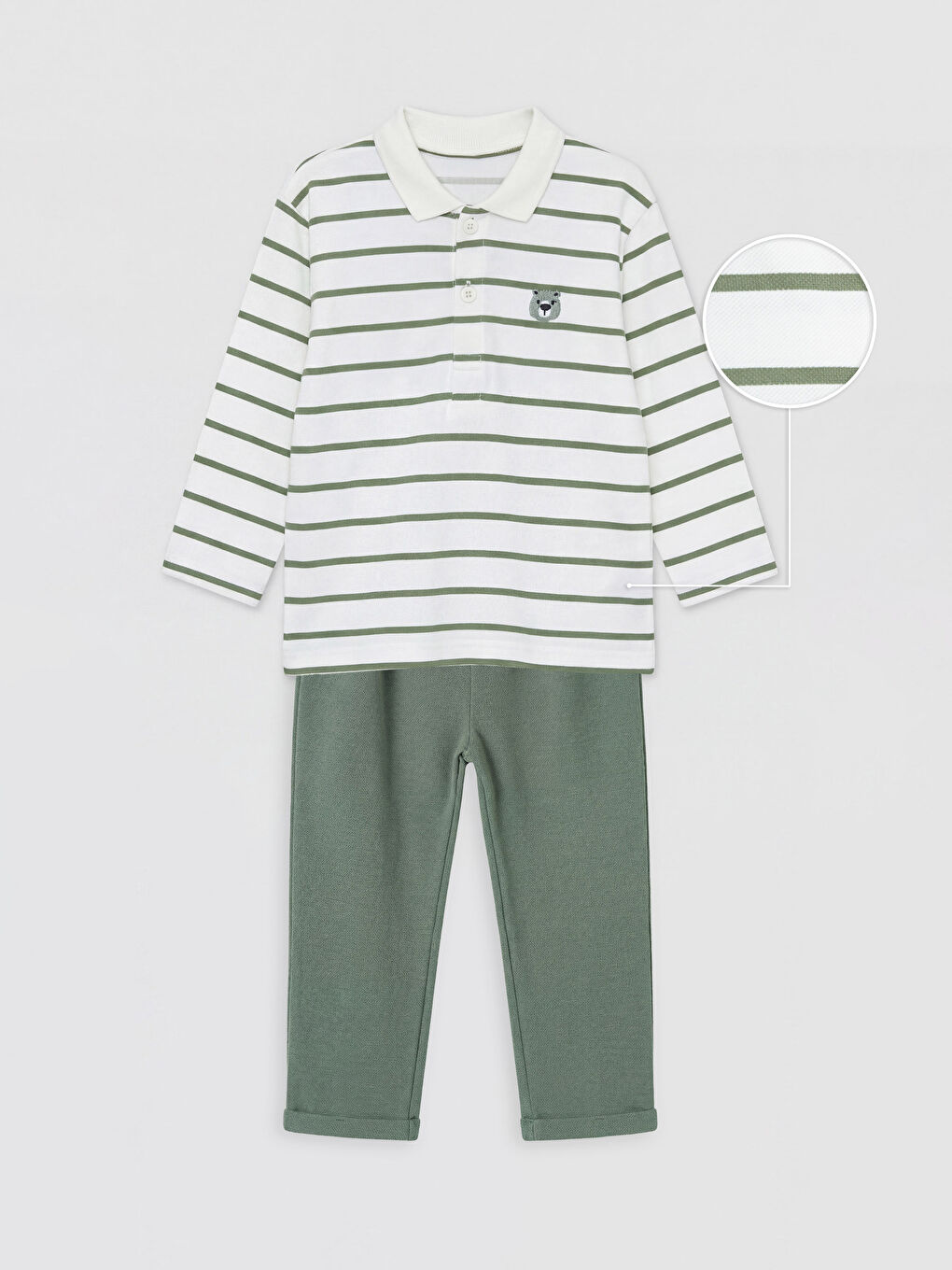 Yeşil Çizgili Erkek Bebek Takım