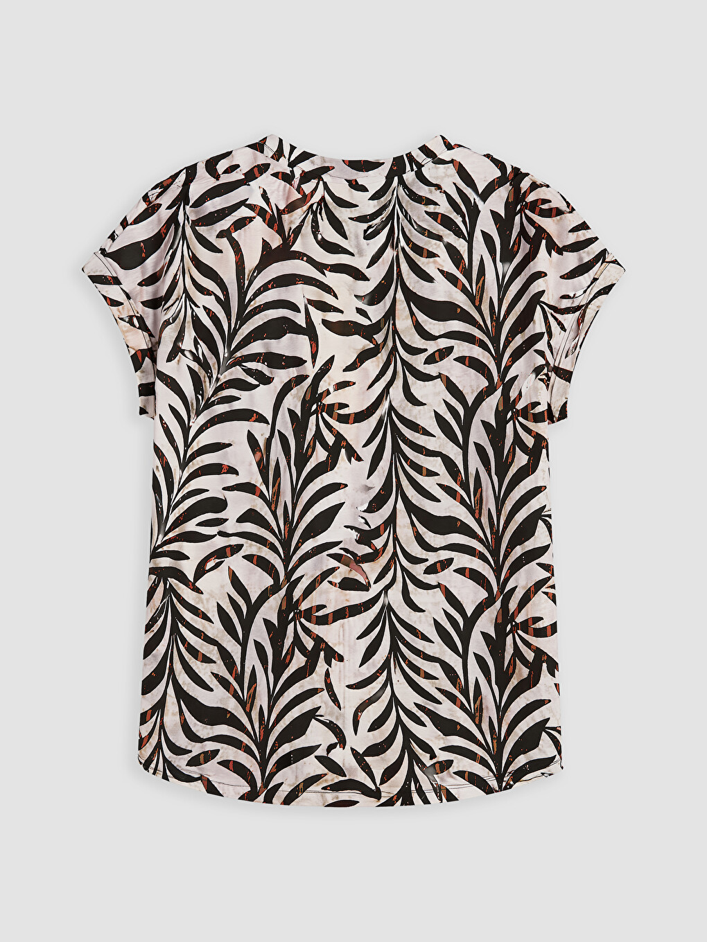 Notch Neck Patterned 100% Cotton Blouse-6