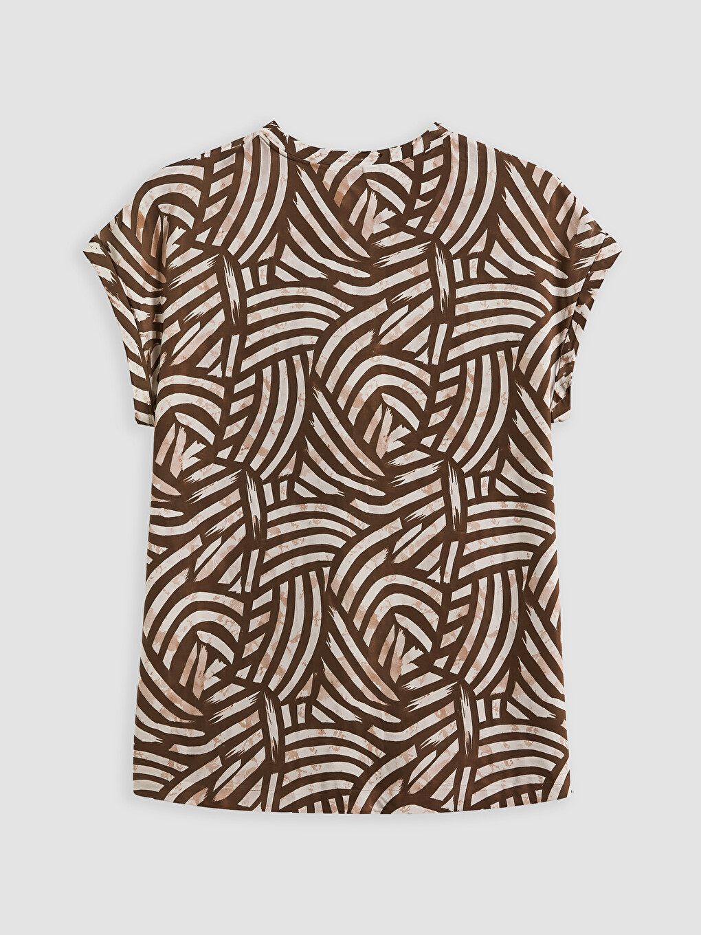 Notch Neck Patterned 100% Cotton Blouse-6