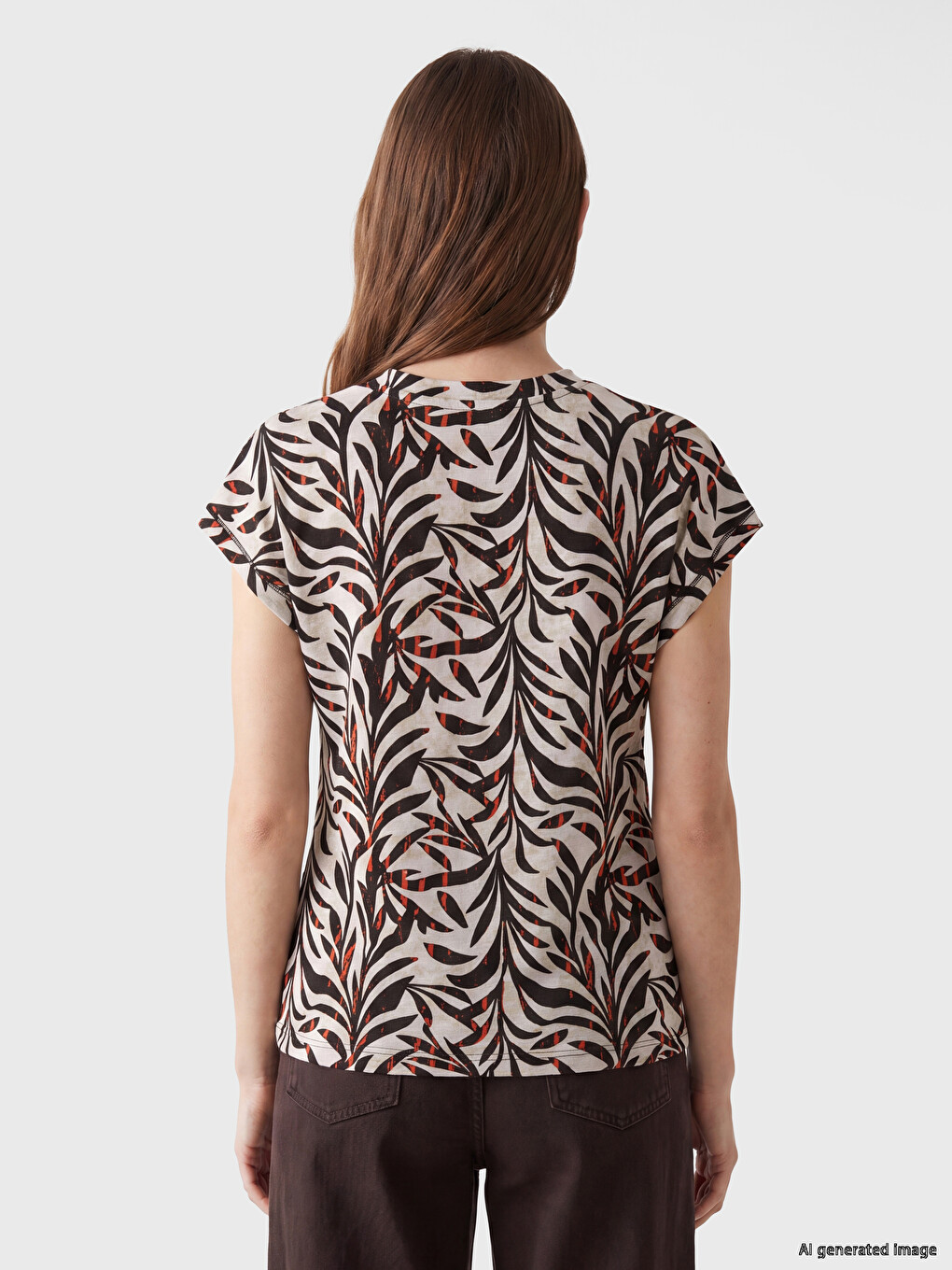 Notch Neck Patterned 100% Cotton Blouse-3