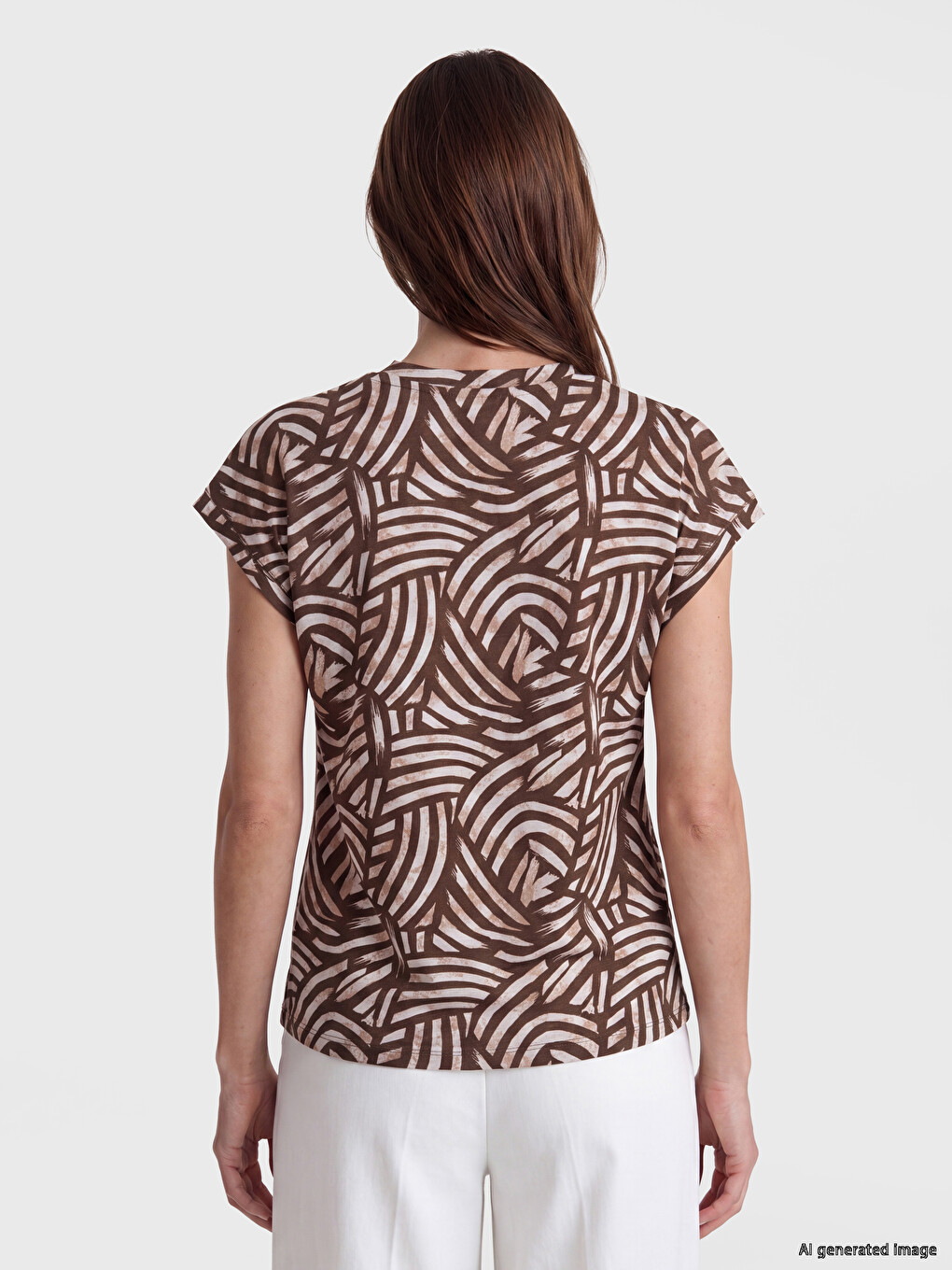 Notch Neck Patterned 100% Cotton Blouse-3