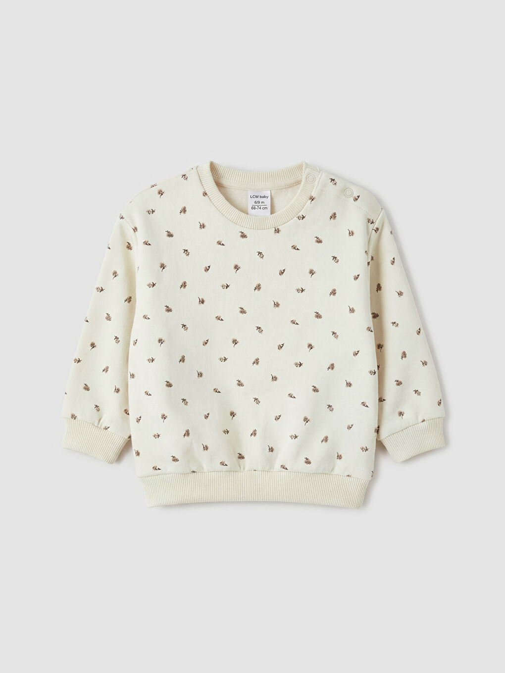 Bej Bisiklet Yaka Kız Bebek 2'li Sweatshirt-1