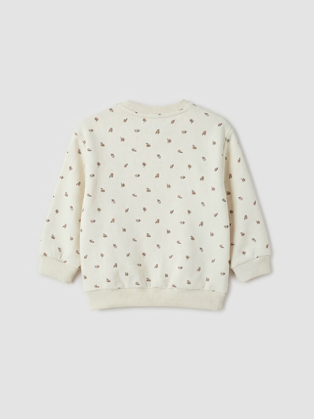 Bej Bisiklet Yaka Kız Bebek 2'li Sweatshirt-5