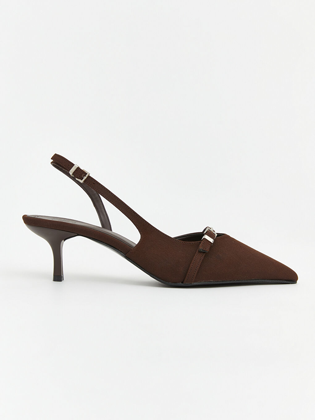 Kahverengi Sivri Burunlu Kadın Topuklu Ayakkabı-1
