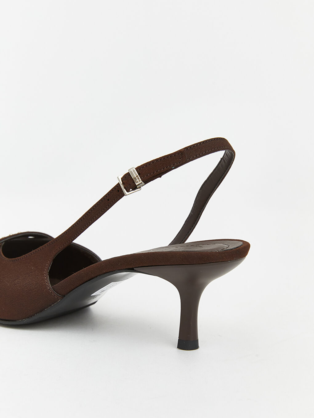 Kahverengi Sivri Burunlu Kadın Topuklu Ayakkabı-4