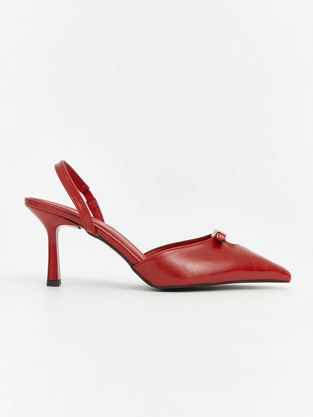 Kırmızı Sivri Burunlu Kadın Topuklu Ayakkabı-1