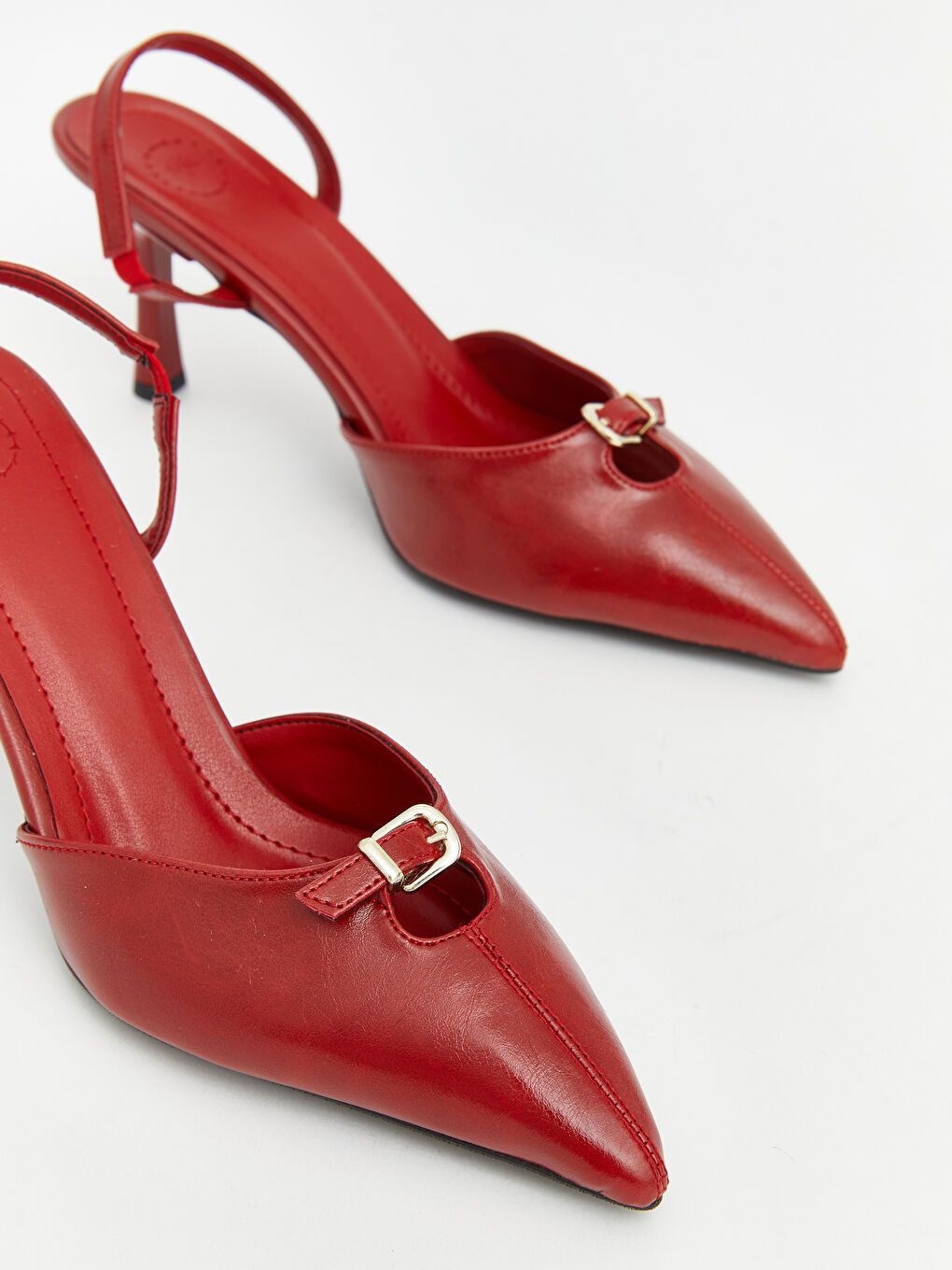 Kırmızı Sivri Burunlu Kadın Topuklu Ayakkabı-2