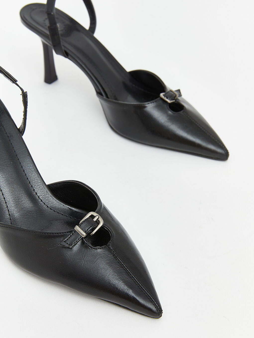 Siyah Sivri Burunlu Kadın Topuklu Ayakkabı-2