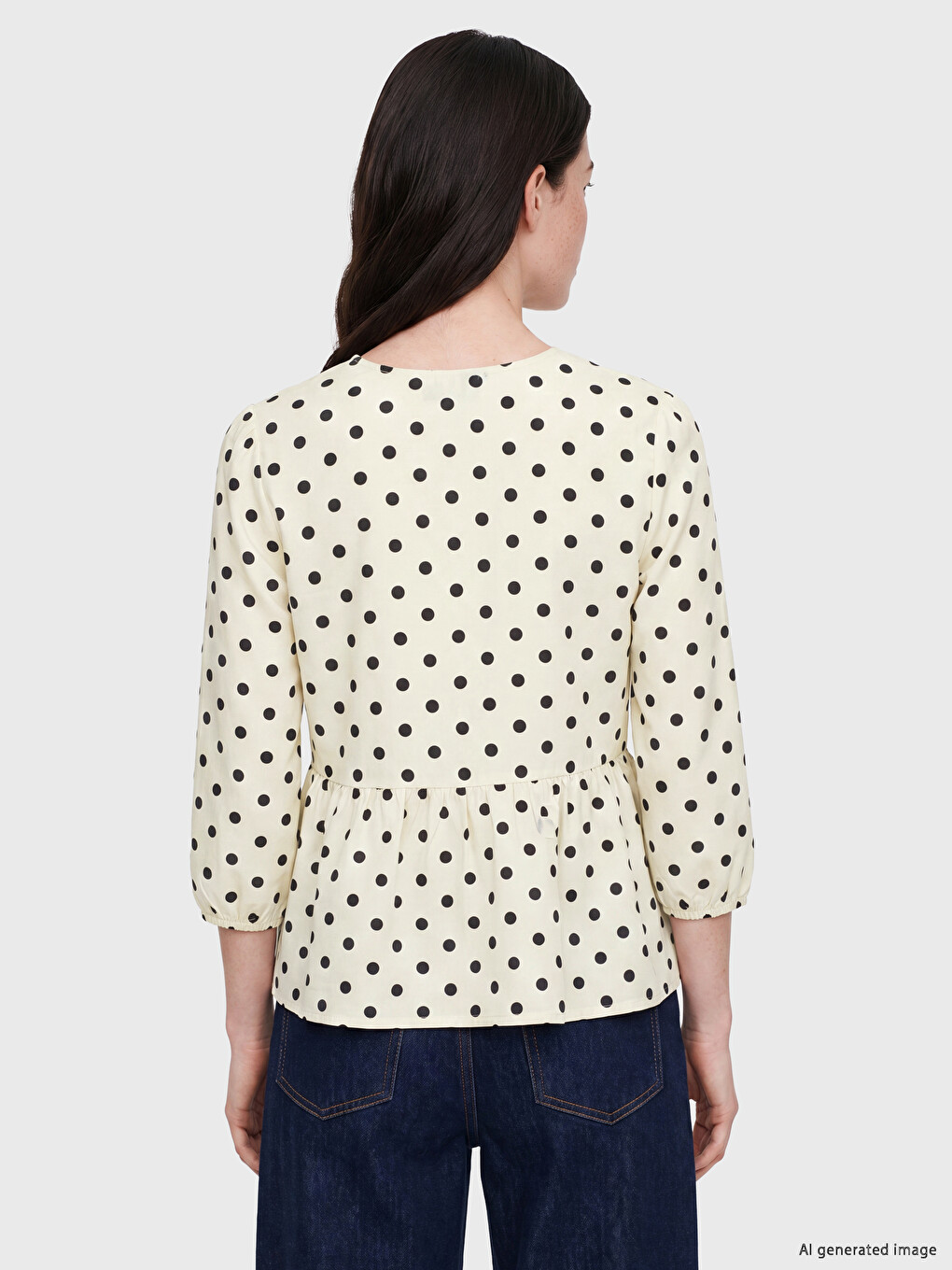 V Neck Polka Dot Blouse-3