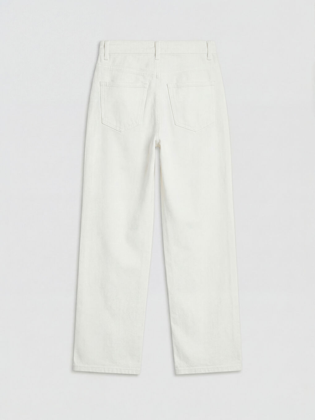 Beyaz Wideleg Kadın Jean Pantolon-1