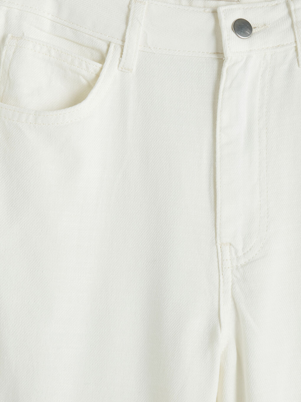 Beyaz Wideleg Kadın Jean Pantolon-2