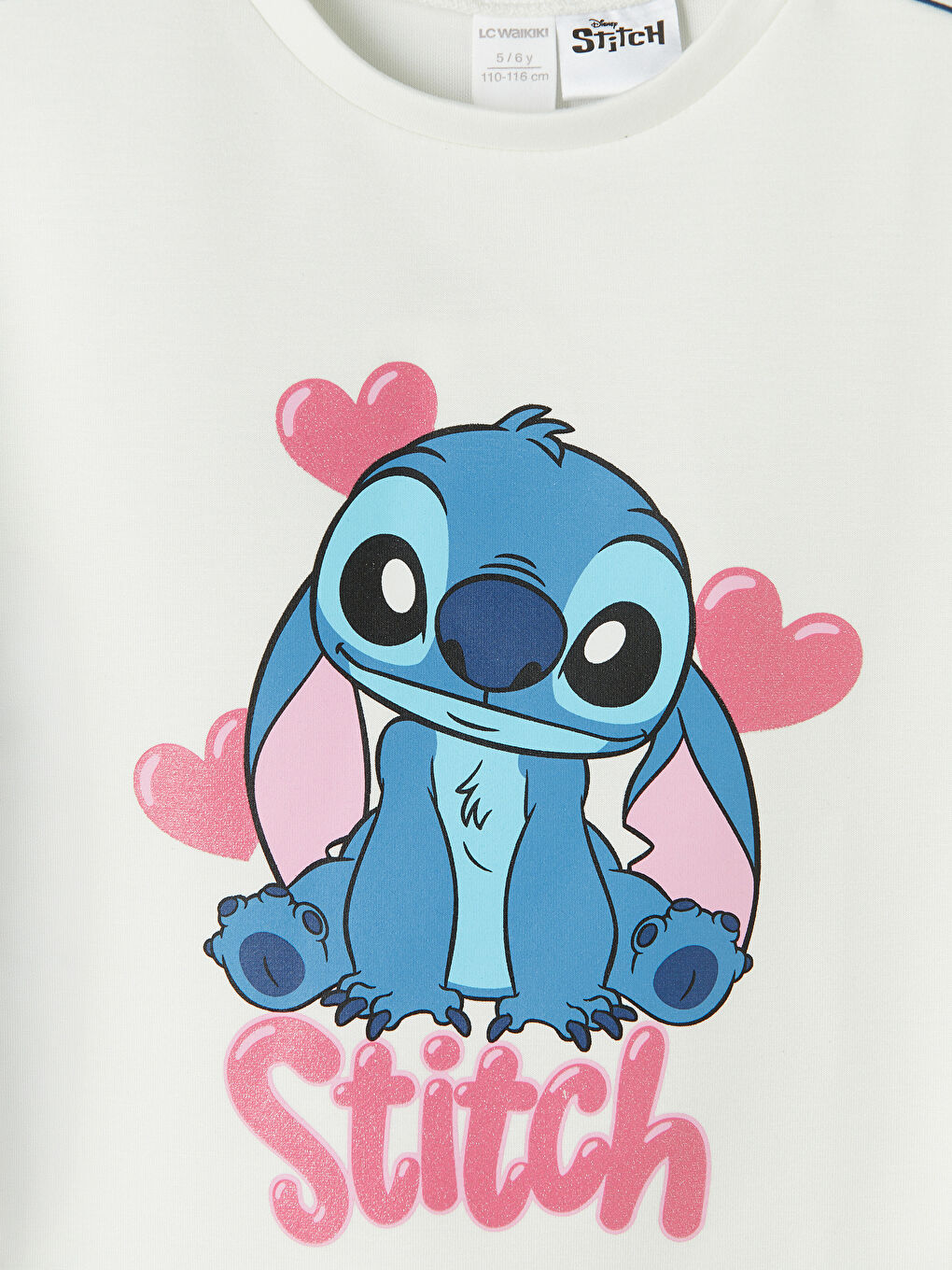 Ekru Lilo & Stitch Baskılı Kız Çocuk Eşofman Takımı-5