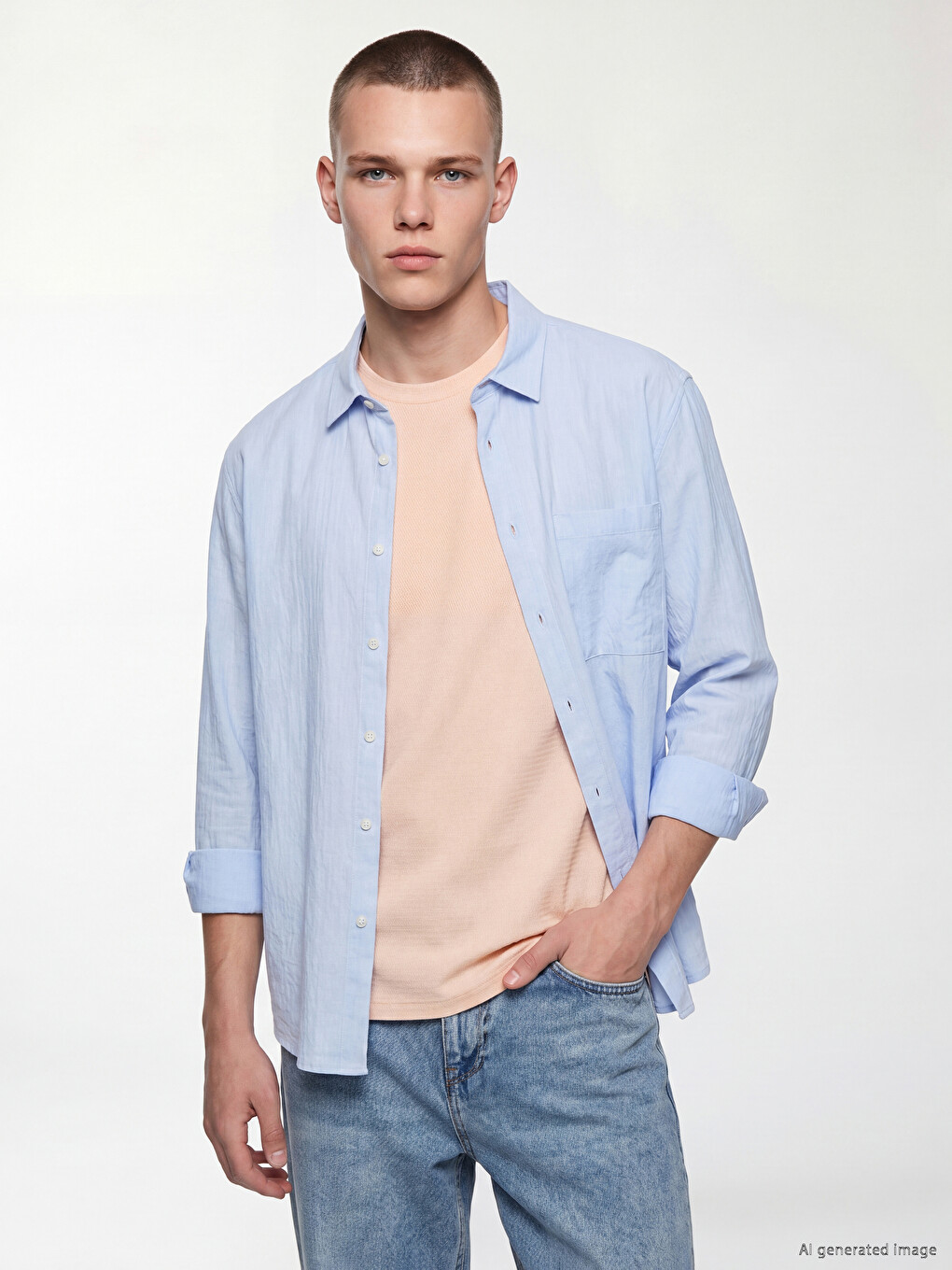 Relaxed Fit Seersucker Men's Shirt