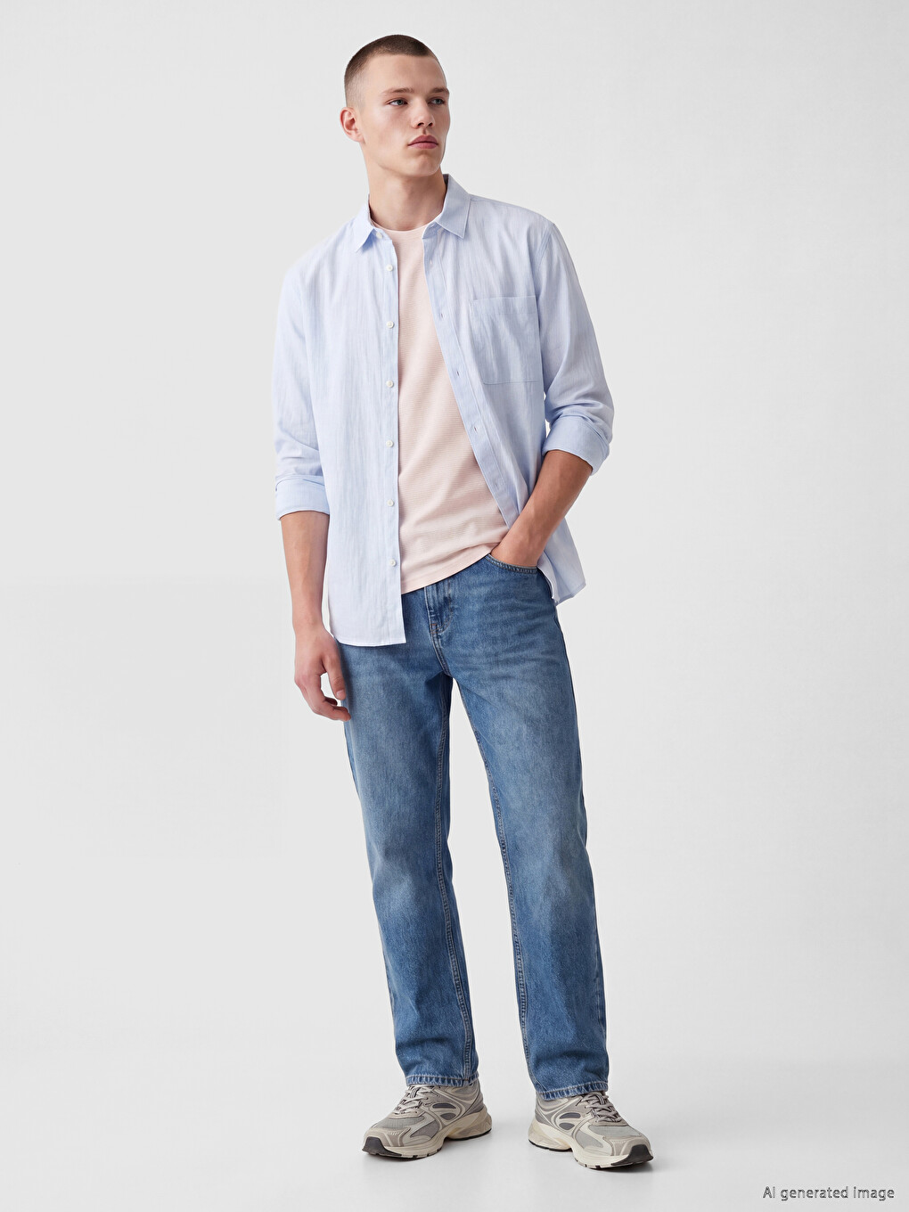 Relaxed Fit Seersucker Men's Shirt-1