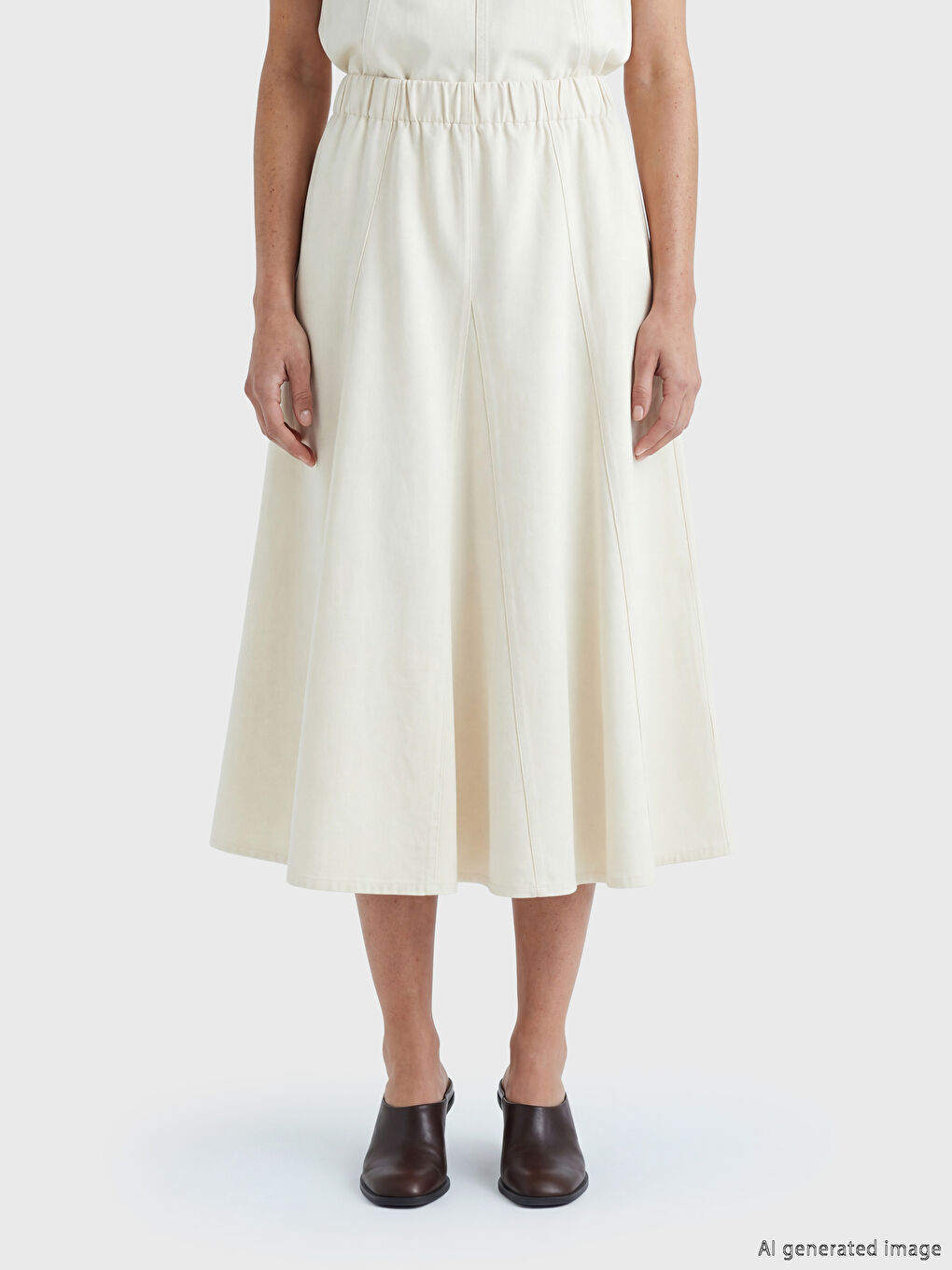 Женская расклешённая джинсовая юбка на эластичном поясе-2