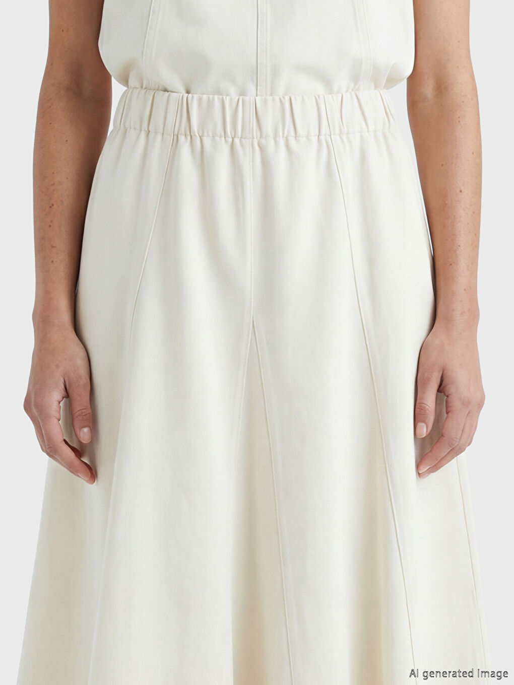 Женская расклешённая джинсовая юбка на эластичном поясе-3