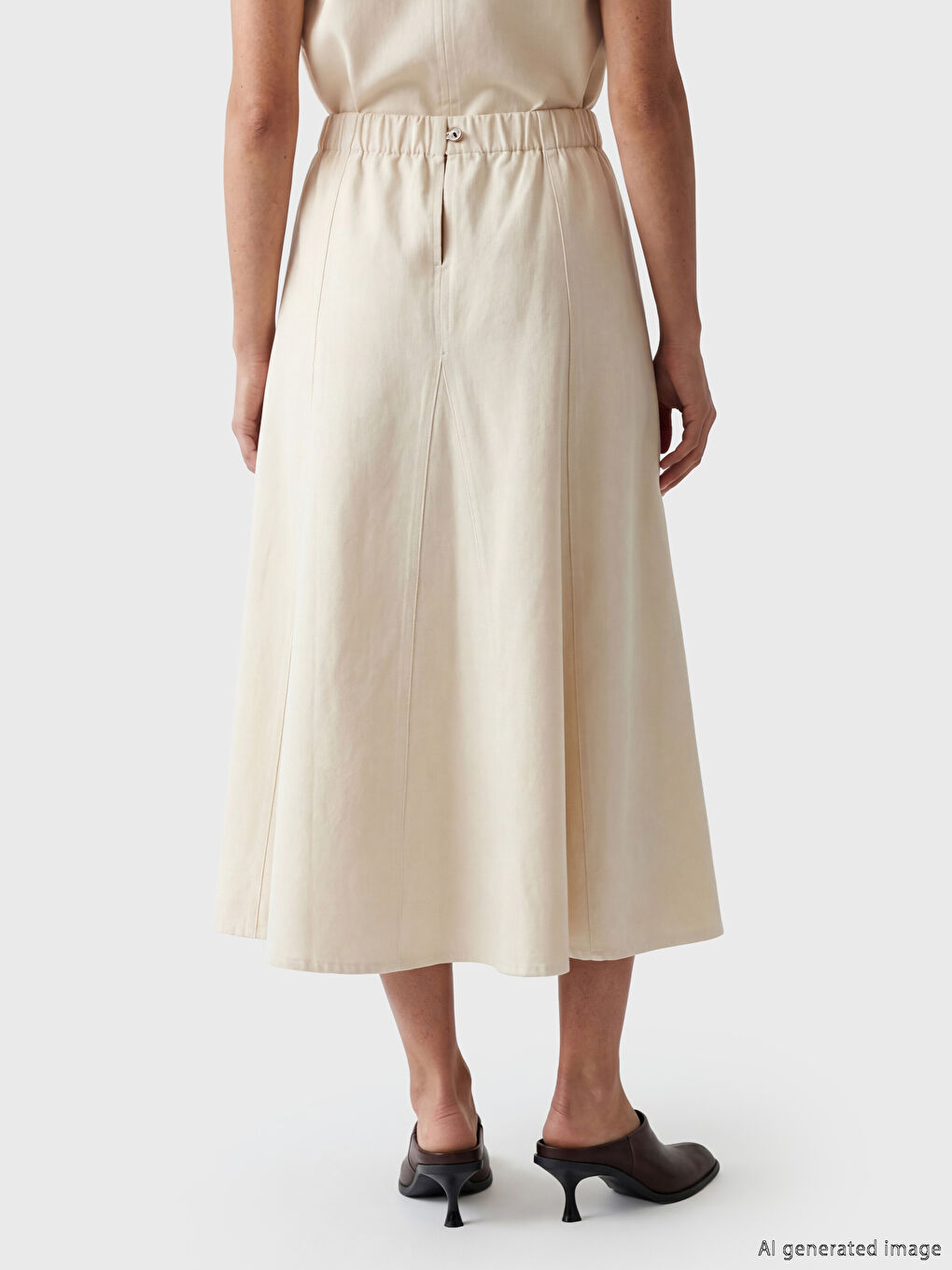 Женская расклешённая джинсовая юбка на эластичном поясе-4