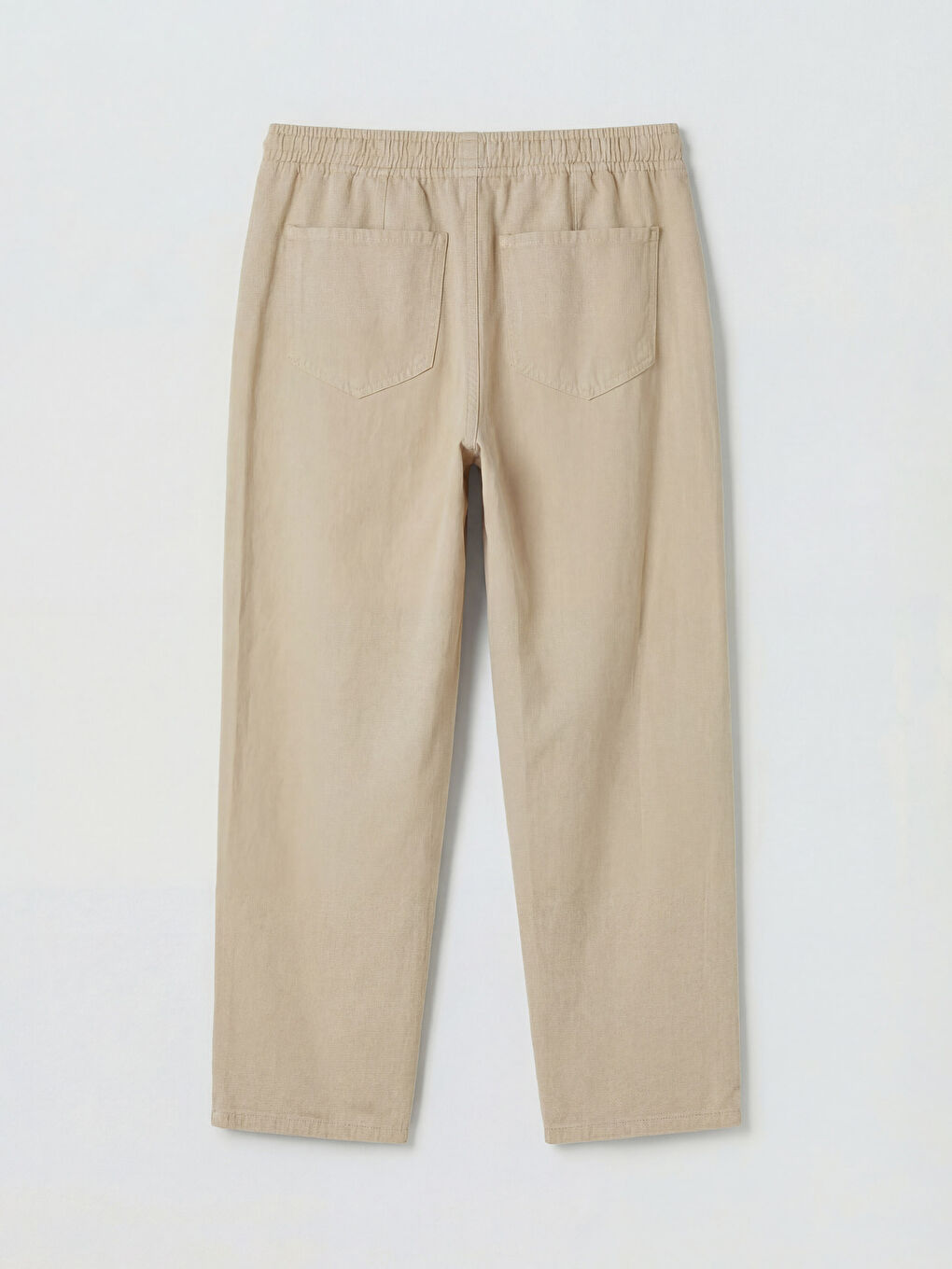 Bej Beli Lastikli Balloon Fit Kadın Jean Pantolon-1