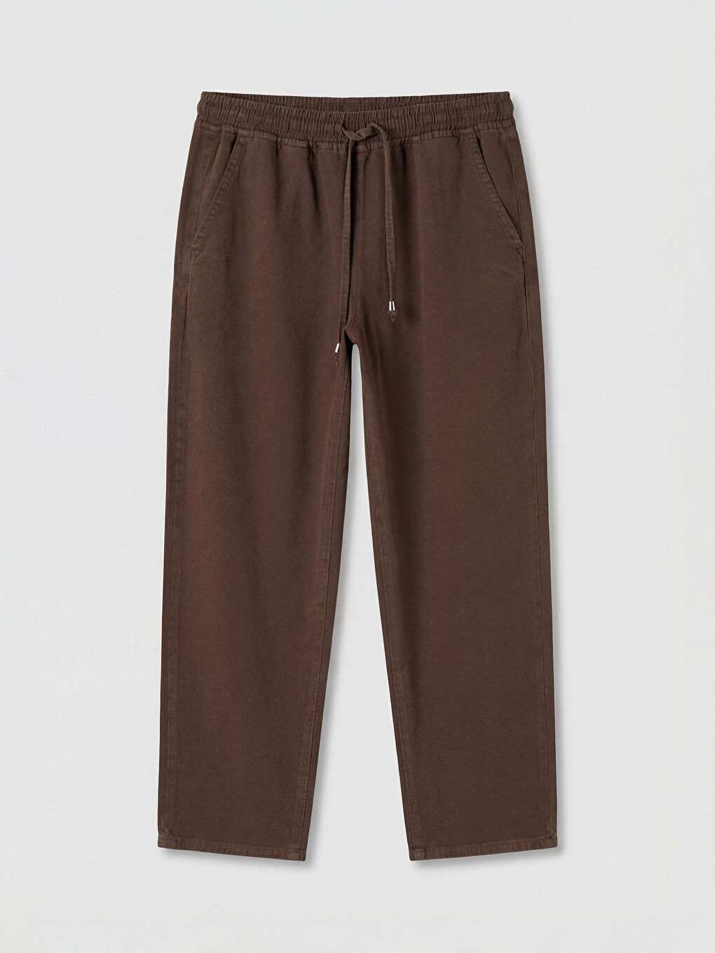 Kahverengi Beli Lastikli Balloon Fit Kadın Jean Pantolon