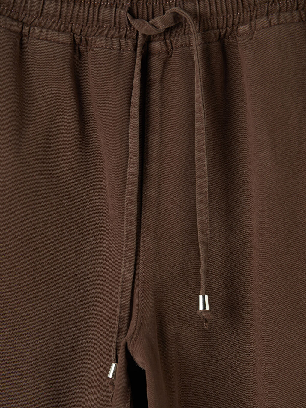 Kahverengi Beli Lastikli Balloon Fit Kadın Jean Pantolon-2