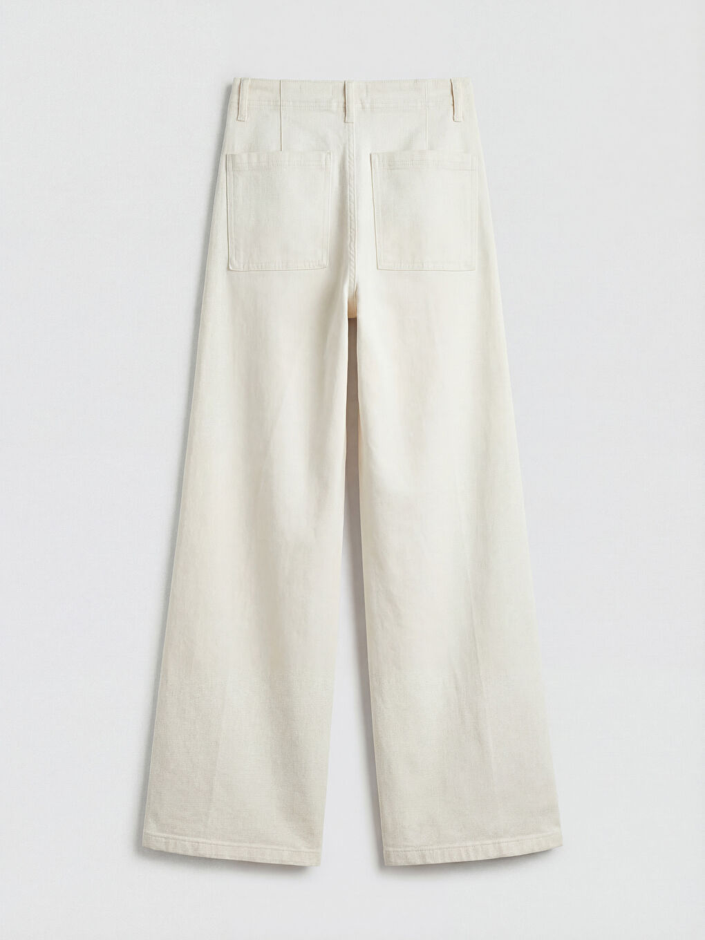 Beyaz Wideleg Kadın Jean Pantolon-1