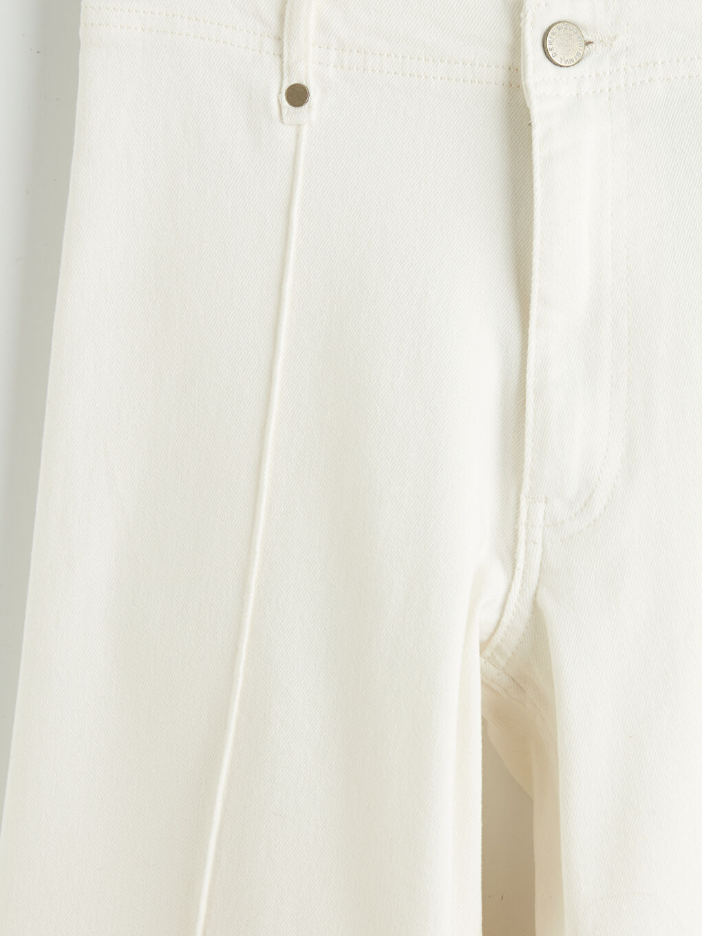 Beyaz Wideleg Kadın Jean Pantolon-2