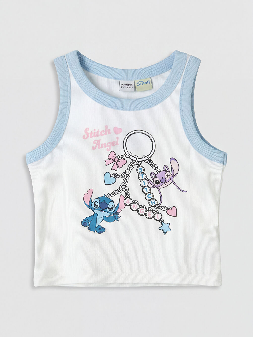 Beyaz Stitch ve Angel Baskılı Kız Çocuk Takım-1