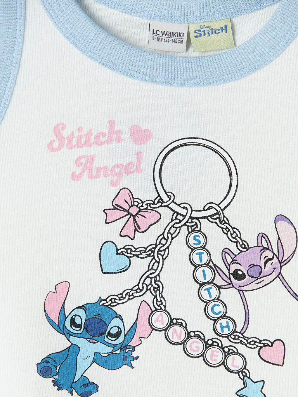 Beyaz Stitch ve Angel Baskılı Kız Çocuk Takım-3