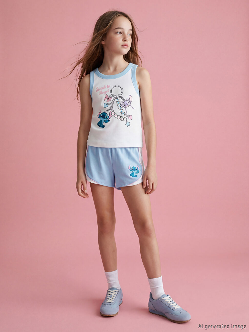 Set i stampuar për vajza Stitch dhe Angel