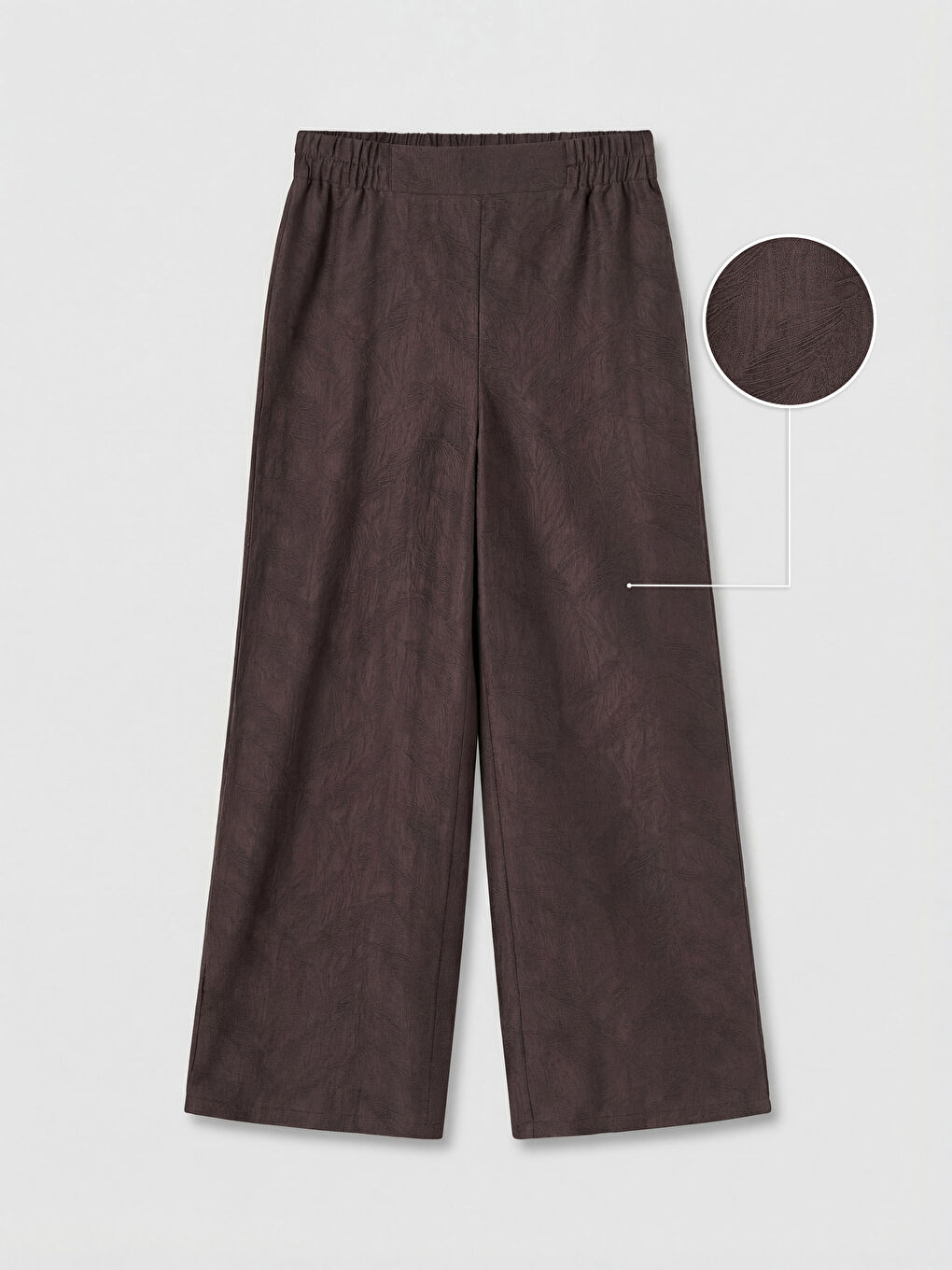 Kahverengi Beli Lastikli Nakışlı Kadın Pantolon