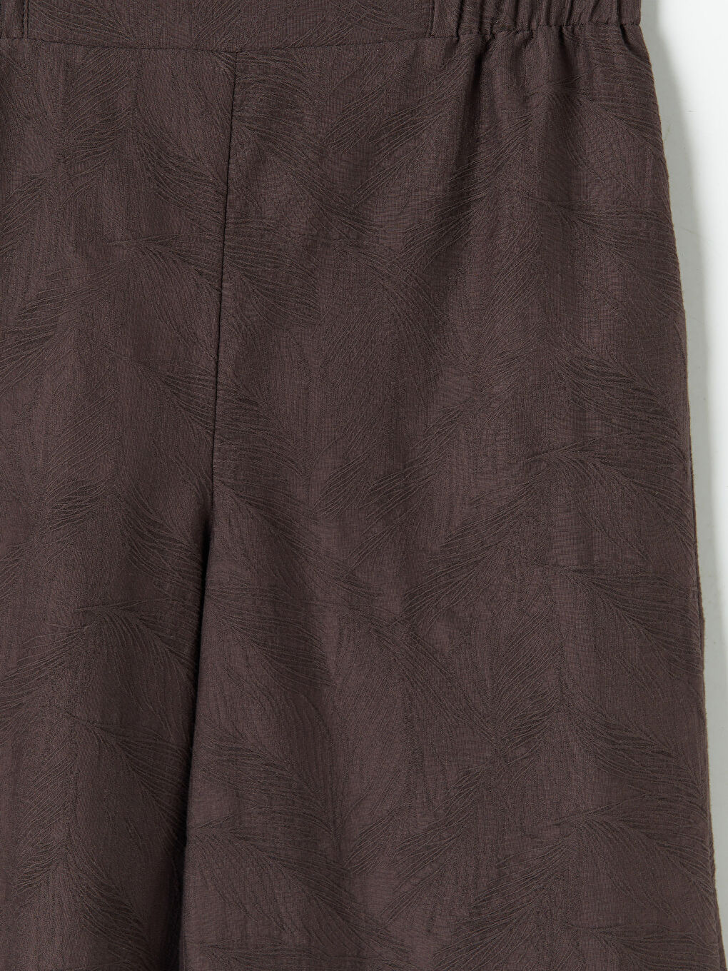 Kahverengi Beli Lastikli Nakışlı Kadın Pantolon-2