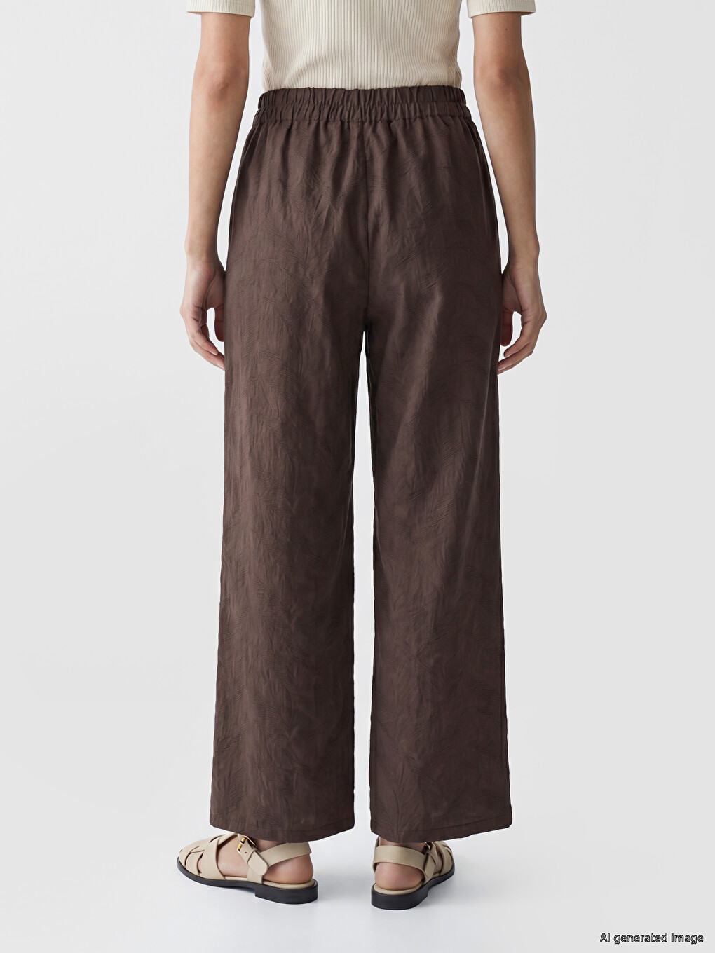 Elastic Waist Embroidered Women's Trousers-3