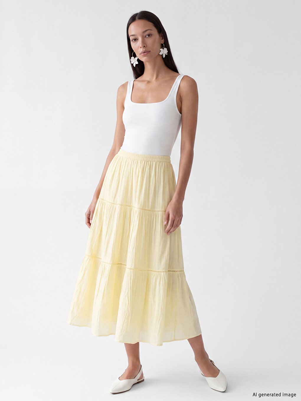 Elastic Waist Layered Skirt