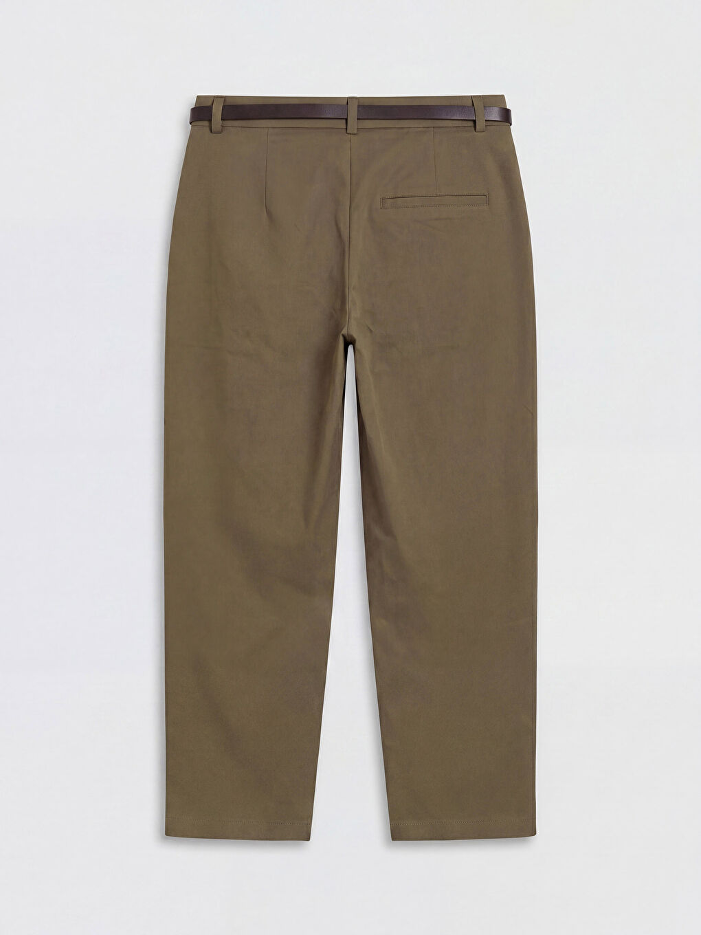 Haki Beli Kemerli Gabardin Kadın Pantolon-1