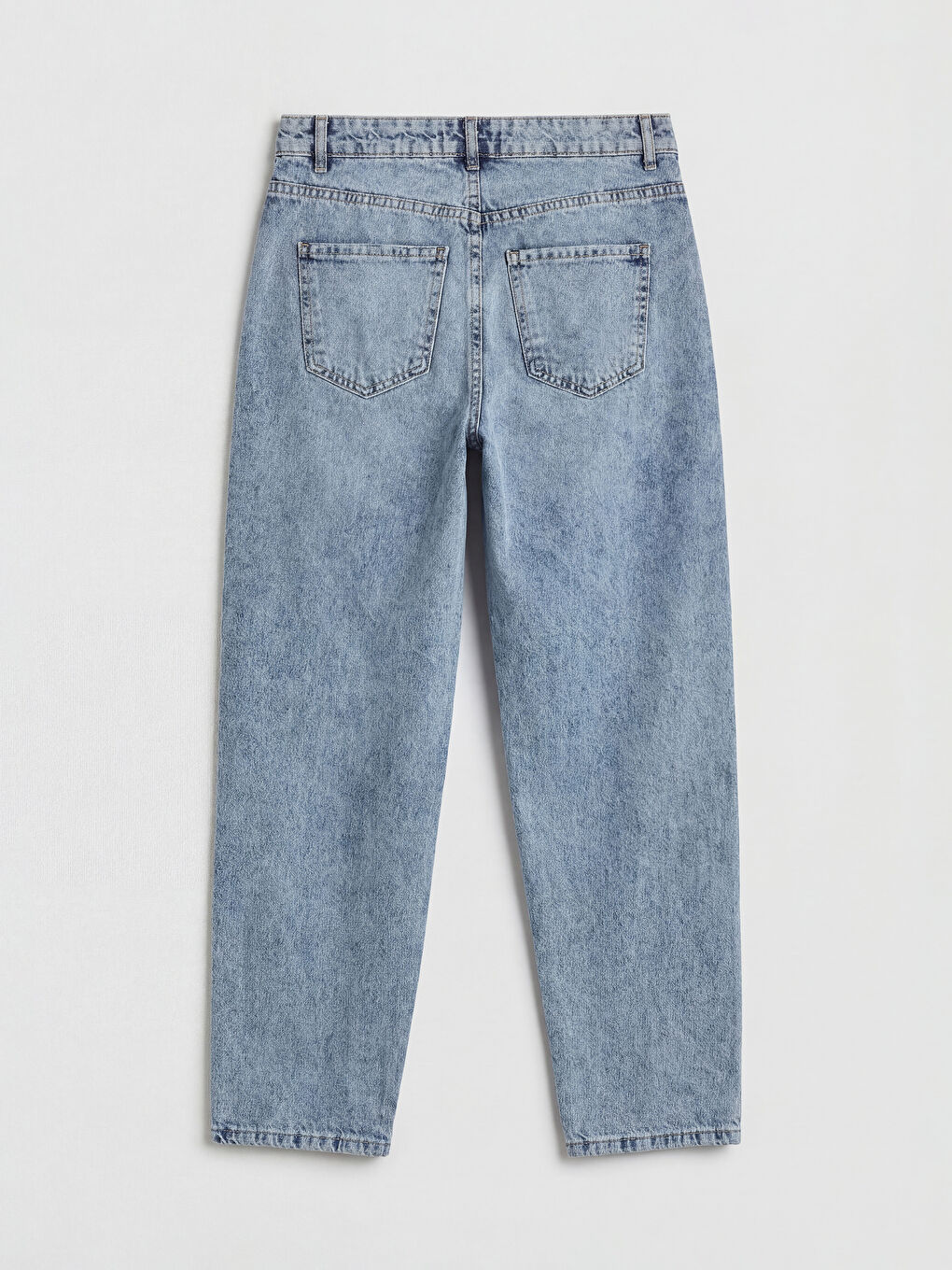 İndigo Boyfriend Fit Kadın Yırtık Jean Pantolon-1