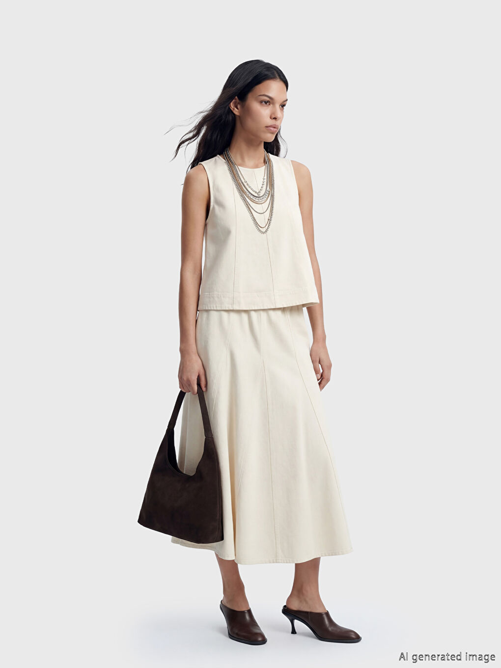 Джинсовая блузка с круглым вырезом-1